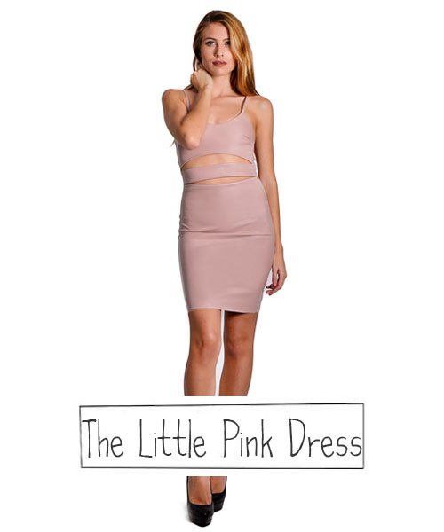 e-outfit pink leather dress